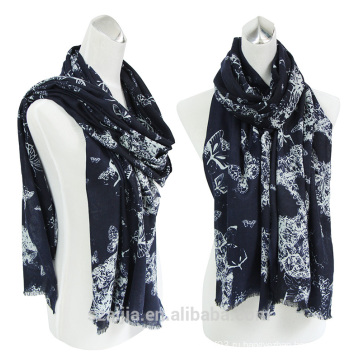 Мода дамы хлопка печатных ресниц бахрома длинный шарф
